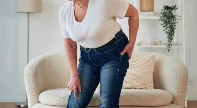 Hip Pain Therapy: Patient seeking pain relief at rehabilitation clinic. Improve mobility with physical therapy for injury recovery.