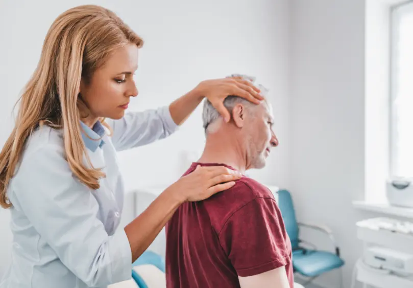 Work injury rehab: Physical therapist provides back massage for pain relief. NCCPM functional capacity evaluation.
