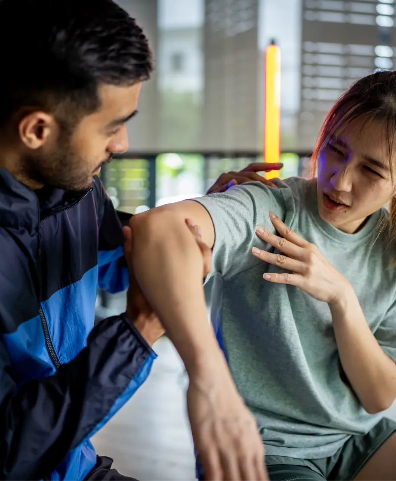 Elbow pain recovery. Work injury rehab at rehabilitation clinic. Physical therapy for hand wrist pain relief. Improve mobility.